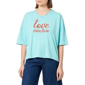 Love Moschino Vrouwen Oversize Fit Short-Sleeved Top, Turquoise, 42, turquoise, 42