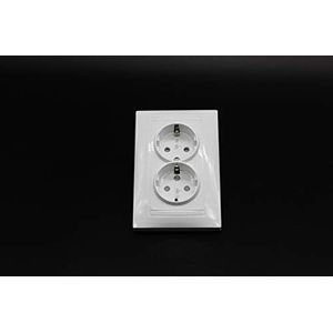 Dubbele inbouwschuko-sokkel 16A met bescherming, ideaal voor elektrische installaties in kantoren en thuis. Perfecte combinatie van veiligheid en functionaliteit.