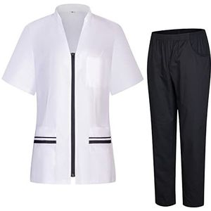 MISEMIYA - Dames gezondheidsuniform - dameshemd en broek - werkkleding voor dames 712-8312, Zwart 22, XS