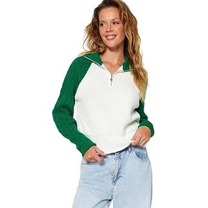 Trendyol FeMan Regular fit Basic Staande kraag gebreide trui, smaragd, S, Emerald, S