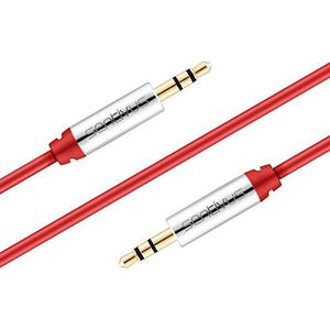 Sentivus AU005 Premium Audio jack kabel (3,5mm stekker op 3,5mm stekker) vergulde contacten, 3,00m, rood