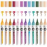 Molotow Aqua Color Brush (Brush Pen Marker Basicsset 2, penseelpunt voor aquarellen en handbelettering, 12 stuks, gesorteerd
