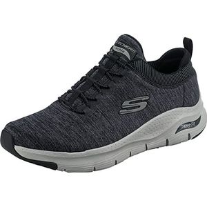 Skechers Arch Fit Waveport Sneaker voor heren, Zwarte Mesh Grijze Trim, 42.5 EU