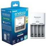 Panasonic 0 eneloop Basic lader, voor 2 of 4 AA/AAA NiMH-batterijen, met 2 ledlampjes & 6 veiligheidsfuncties Blauw