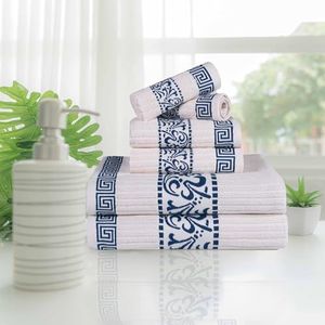 SUPERIOR Athens Collection Athens Set van 6 absorberende katoenen servetten Grieks motief marineblauw ivoor