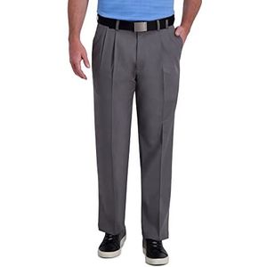 Haggar Mens Cool Right Performance Flex Classic Fit Pleat Front Pant-reg. And Big & Tall Casual Pants, Heather Grey, 42W X 32L US