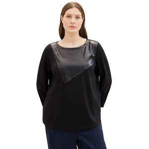 TOM TAILOR Dames Plussize T-shirt, 14482 - Deep Black, 54 Grote maten