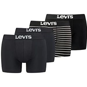 Levi's Levi's Men's Solid And Vintage Stripe Boxers voor heren, 4 stuks, zwart/wit, XXL