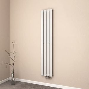 EMKE Design radiator, 300 x 1600 mm, wit, eenlaags radiator, klein, voor badkamer en woonkamer, platte radiator, paneelradiator, badkamerradiator, middenaansluiting