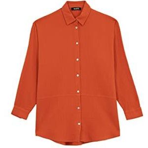 DeFacto Hemdblouse met lange mouwen voor dames, hemd met knopen voor vrijetijdskleding, oranje, S/M