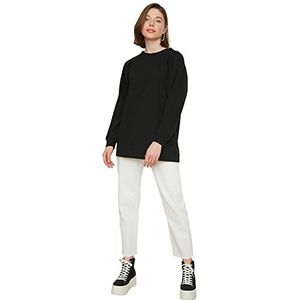 Trendyol Dames Black Bike Collar gebreid sweatshirt, groot