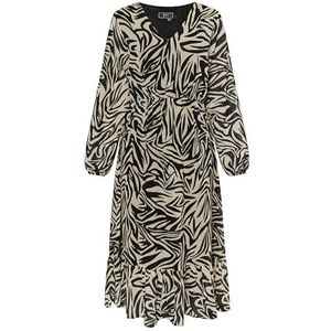 NAEMI Damesjurk met zebra-print 19229634-NA01, beige zwart, XL, Jurk met zebraprint, XL