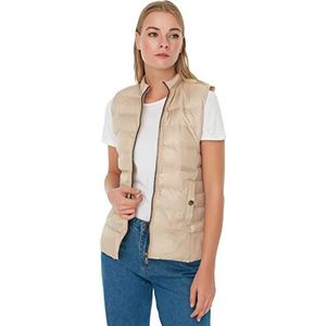 Trendyol Opstaande kraag meerkleurig regular vest sweater, beige, S dames, Beige, S