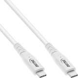 InLine USB4-kabel, 240 W USB-C naar USB-C oplaadkabel, PD 3.1, 40 Gb/s, 8K @60Hz, Thunderbolt 3, voor beeldschermen, harde schijven, grafische kaarten, smartphones en meer, 1 m, wit, 35901W