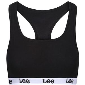 Lee Dames crop top in zwart met racerback-stijl trainingsbeha, Zwart, S