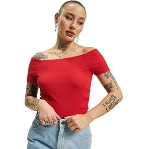 Urban Classics Dames Off Shoulder Rib Tee T-shirt, fire red, XS