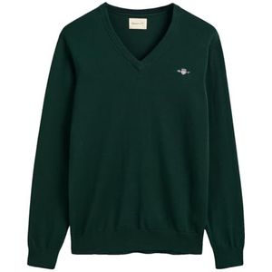GANT Heren Classic Cotton V-hals pullover, Tartan Green, XXL