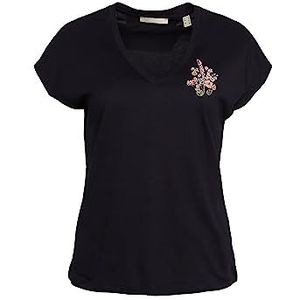edc by ESPRIT Dames 043CC1K322 T-shirt, 400/NAVY, XXS, 400/marineblauw, XXS