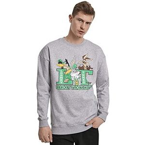 Looney Tunes Crew heren sweatshirt met Daffy Duck, Bugs Bunny & Wile E. Coyote, trui met print op de voorkant, grijs, maat S tot XXL, grijs, XL