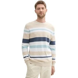 TOM TAILOR heren trui, 36225 - zand wit multi color streep, M