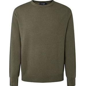 Hackett London Heren GMD Merino Silk Crew Pullover Sweater, Olijf, XS