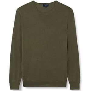 Hackett London Heren GMD Merino Silk Crew Pullover Sweater, Olijf, XXL