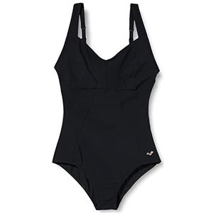 arena Vertigo Low Eendelig badpak voor dames C-cup, figuurvormend bodylift badpak, powermesh-technologie, chloorbestendige gevoelige stof, zwart, 40