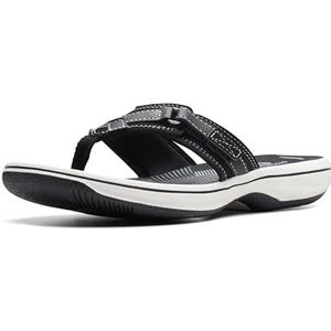 Clarks Breeze Sea Teenslippers voor dames, Zwart Synthetisch, 43 EU