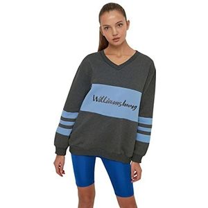 Trendyol Dames Antraciet Chordone Overhale Gebreide Sweatshirt, XS