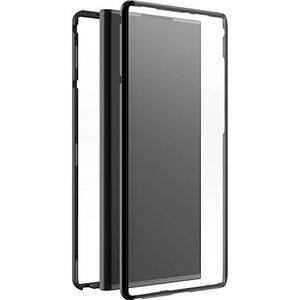 Black Rock - Hoes 360 graden glazen case geschikt voor Samsung Galaxy S22 Ultra 5G I telefoonhoes, magneetsluiting, doorzichtig, cover (transparant met zwart frame)