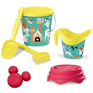 Mondo 28716 Disney Cats & Dogs Bucket, Zeeset Renew Toys met emmer, schep, hark, zeef, uitsteekvorm, gieter inclusief, meerkleurig, 17 cm