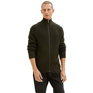 TOM TAILOR Gebreid vest met geribbelde structuur Uomini 1034336,10920 - Deep Forest Green,3XL