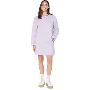 TRENDYOL Dames Woman Mini Shift Crew Neck Knit Dress, lila, XS