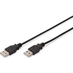 Digitus USB-kabel USB 2.0 USB-A stekker, USB-A stekker 1.80 m Zwart Afgeschermd (dubbel)