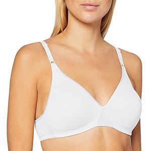 Nur Die Katoenen beha, beugelloze dubbellaagse softcup-beha, zacht, comfortabel, onzichtbaar, naadloos onder de kleding voor dames, wit, 90B