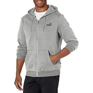 PUMA Heren Essentials Klein Logo Full Zip Fleece Hoodie Hooded Sweatshirt, medium grijs, S