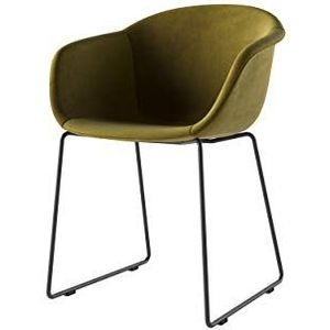 Homemania APSMA3BSMETV30003 Smack stoel voor woonkamer, eetkamer, slaapkamer, kantoor, zwart, olijf, staal, polypropyleen, fluweel, 61 x 54 x 85 cm