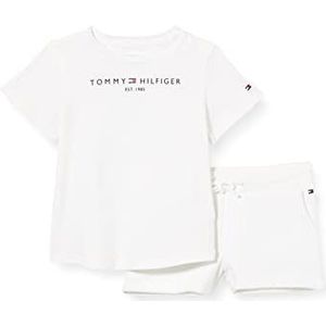 Tommy Hilfiger T-shirt voor meisjes, essential tee, shortset, wit, 10 Jaar