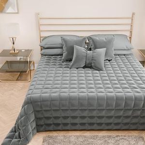 PETTI Artigiani Italiani Dekbed voor eenpersoonsbedden van zacht en warm fluweel, lente- en herfstdekbed, voor eenpersoonsbed, donkergrijs, 100% Made in Italy