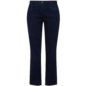 Ulla Popken Dames grote maten plus size jeans mony, conische pijpen, zakken met ritssluiting 808812, donkerblauw (dark blue denim), 33W x 30L