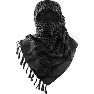 Luxns Military Shemagh Tactische woestijnsjaal, 100% katoen, keffiyeh wikkelsjaal voor dames en heren, Zwart, one size