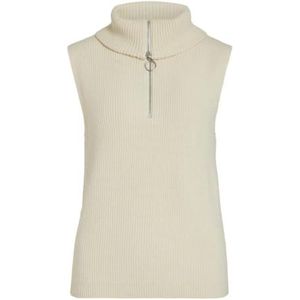 Vila Viril Gebreide jas met halve ritssluiting, Noos trainingspak, beige, XS, dames, Beige, XS