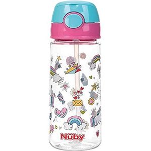 Nuby - Beker met Zacht Rietje - Drukknop in Tritan - 540ml - Roze