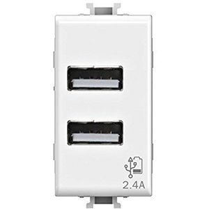 4Box USB 2.4 ampère USB wandcontactdoos voor Bticino Matix, wit