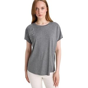 DeFacto Oversized crop tops voor dames, klassiek basic shirt voor dames, comfortabel oversized shirt voor vrouwen, Antraciet melange, L