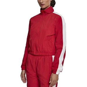 Urban Classics Lichtgewicht trainingsjack voor dames, korte zijkant, gestreept crinkle track jacket, Rood (Red/Wht 00202), L
