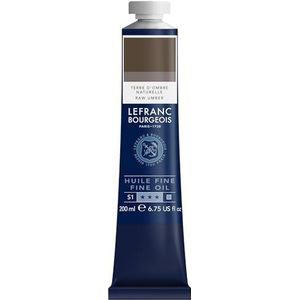 Lefranc Bourgeois 301849 Fijne olieverf van uitstekende kwaliteit, lichtecht met een gelijkmatige consistentie, tube van 200 ml, ideaal voor spieraammen, canvas, schilderbord - Omber natuur