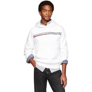Tommy Hilfiger Hoodie met strepen op borst voor heren, Wit, XS