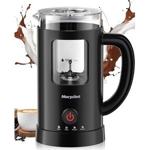 morpilot Milk Frother Elektrische melkopschuimer, 4-in-1, 550 W, 600 ml, designmelk, kijkglas, gemakkelijk te reinigen, automatische uitschakeling, zwart