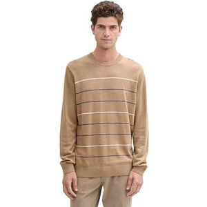 TOM TAILOR heren trui, 37634 - Brown Stormy Blue White Stripe, XXL